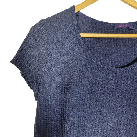 Fresh Produce Women's Long Line Waffle Texture Navy Tunic Blouse Size M - Picture 2 of 10